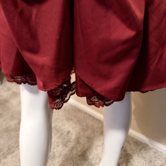 Shein Off-Shoulder Burgundy Dress with Lace Trim - Picture 10 of 10